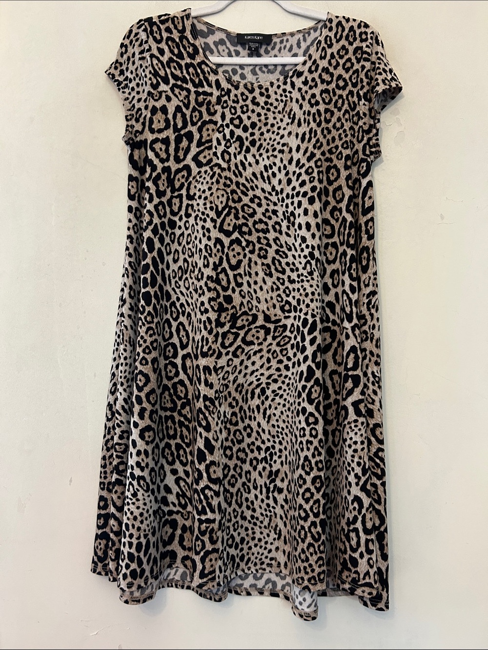 Karen Kane Leopard Print Cap Sleeve A-Line Dress Size S EUC